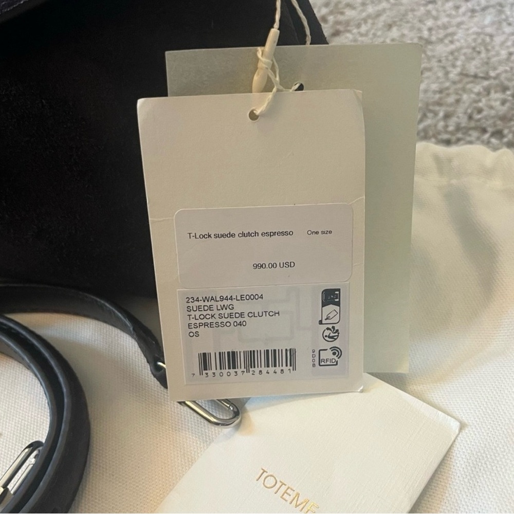 NWT Toteme T-Lock Suede Clutch in Espresso - Picture 9 of 15
